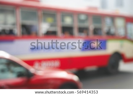 Picture blurred  for background abstract and can be illustration to article of bus in thailand