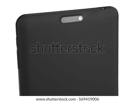 E-book reader black on white background cutout isolated without screen side