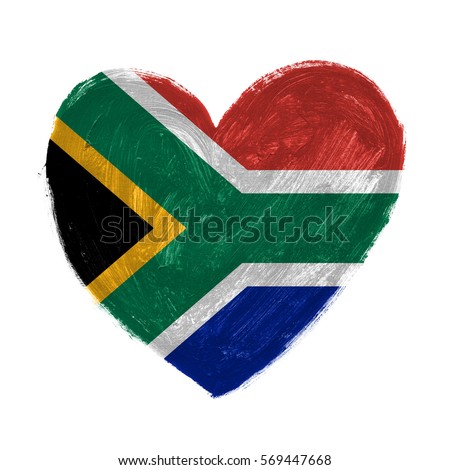 Hand drawn heart with flag of South Africa.