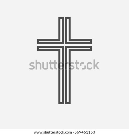 Black christian cross icon. Abstract line christian cross. Vector illustration