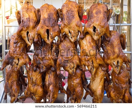 Many of the delicious roast duck in chinese new year.