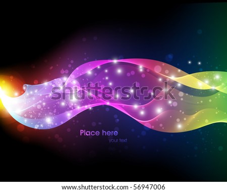 Vector illustration of futuristic abstract glowing background resembling motion blurred neon light curves