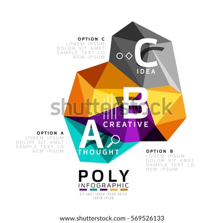 ABC infographics vector, geometric low poly abstract design