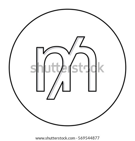 monochrome contour with currency symbol of mill in circle
