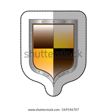 sticker metallic rounded shield with colorful rhombus shape