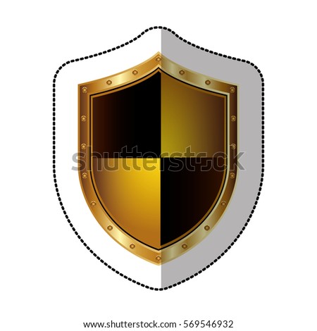 sticker golden shield with colorful rhombus shape