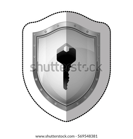 sticker metallic shield with silhouette key