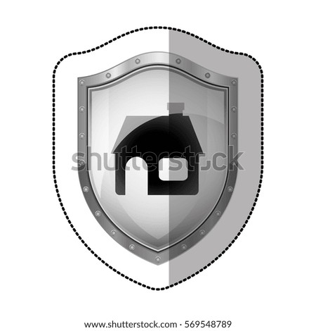 sticker metallic shield with silhouette house