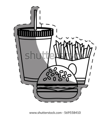 hamburger, french fries and soda fast food, vector illustration