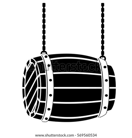 black wooden barrel icon image design, vector illustration