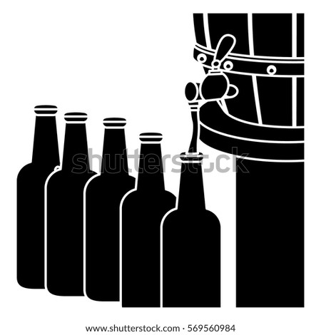 black beer bottles filling up icon, vector illustration