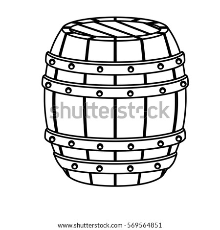 contour wooden barrel icon image design, vector illustration