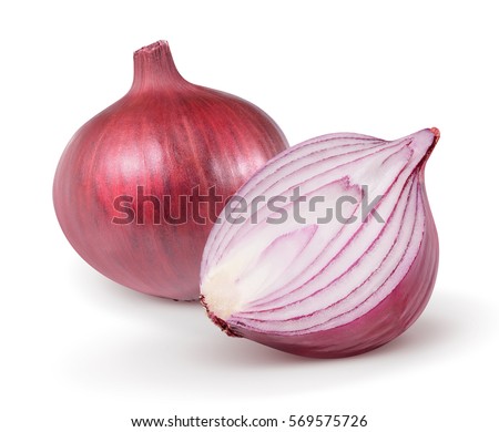 Red and gold onions isolated on white background. Collection. Royalty-Free Stock Photo #569575726