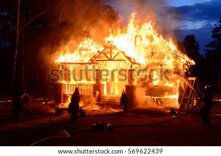Fire in the house Royalty-Free Stock Photo #569622439