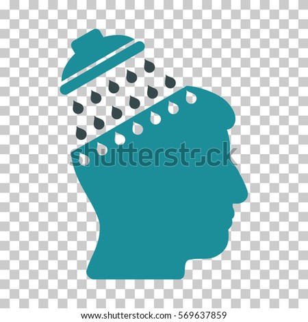 Soft Blue Brain Shower interface toolbar icon. Vector pictogram style is a flat bicolor symbol on chess transparent background.