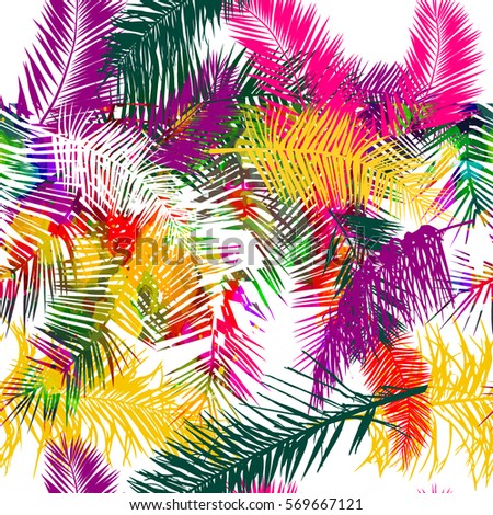 Background rainbow palm leaves. Vector