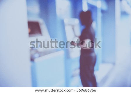 Picture blurred  for background abstract and can be illustration to article of people use atm