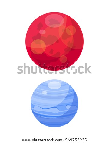 Mars and venera space planets flat vector illustration. Royalty-Free Stock Photo #569753935