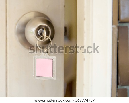 key door of room and number label