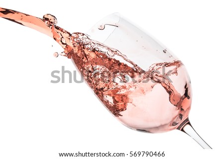 rose wine splashing on white background Royalty-Free Stock Photo #569790466
