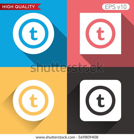 Colored icon or button of t letter with background