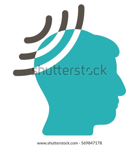 Radio Reception Head glyph icon. Style is flat graphic bicolor symbol, grey and cyan colors, white background.
