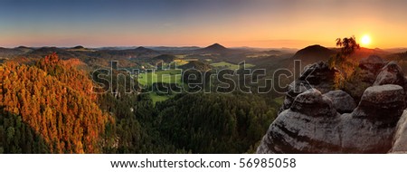 Sunset in mountain Czech Switzerland