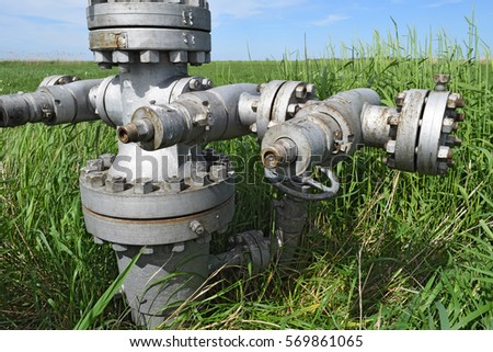 Flanges on the downhole equipment. Equipment of an oil well. Shutoff valves and service equipment.