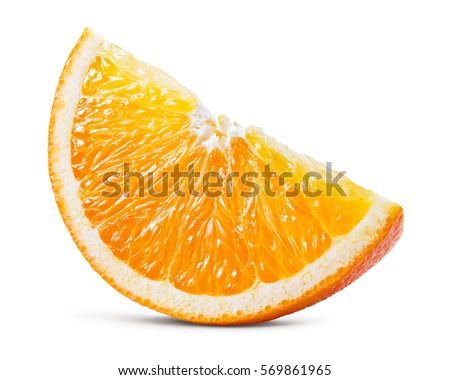 Orange fruit. Orang slice isolate on white. With clipping path. Royalty-Free Stock Photo #569861965