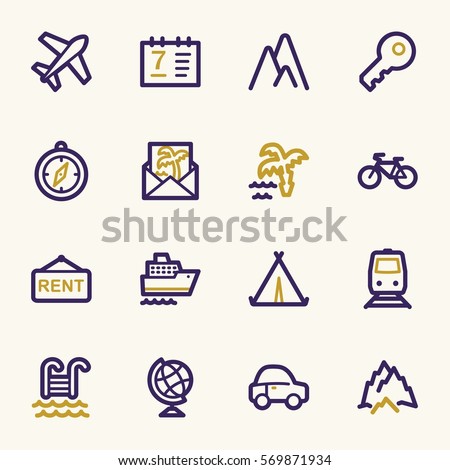 Travel web icons set