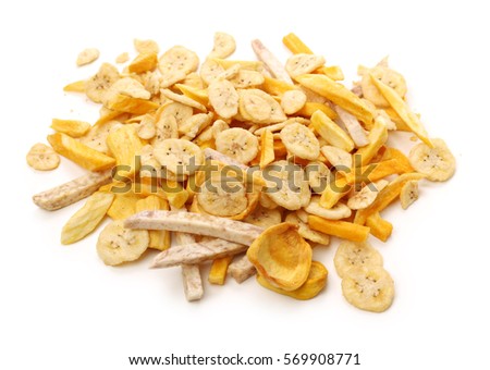 Dried fruit on white background