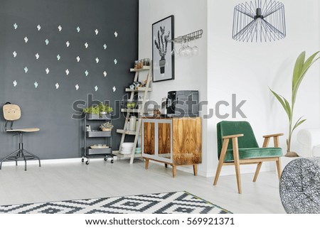 Modern loft apartment with black wall
