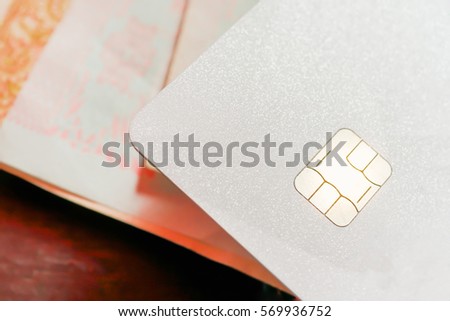 Credit card in close up. Abstract photo of bank card with shallow depth of field, Business Financial technology background concept