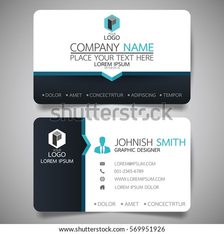 Blue modern creative business card and name card,horizontal simple clean template vector design, layout in rectangle size. Royalty-Free Stock Photo #569951926