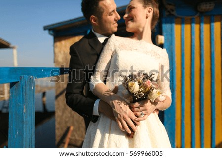 bridal couple kissing