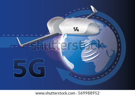 Satellite high-speed Internet 5G. Vector illustration.High speed mobile web technology.