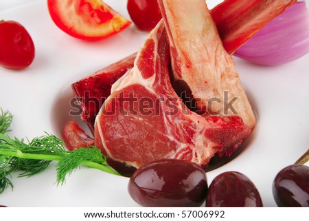 image of fresh veal ribs on white