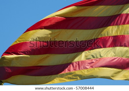 the catalan flag waving on the wind