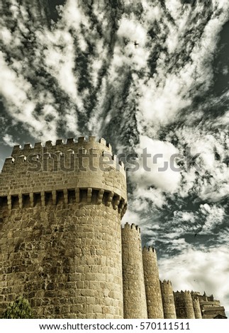Avila (Castilla y Leon, Spain): the famous medieval walls surrounding the city
