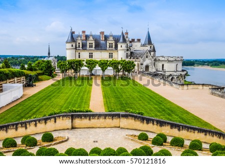 High dynamic range (HDR) Royal Chateau in Amboise in the Indre et Loire departement of the Loire Valley in France Royalty-Free Stock Photo #570121816