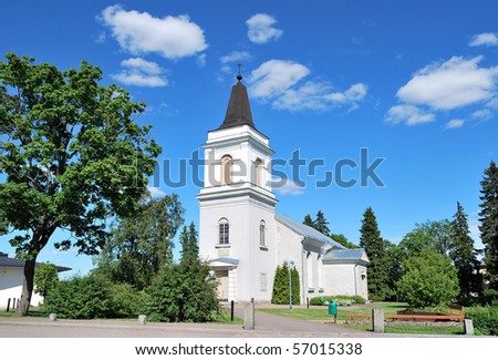 Hamina, Finland. Medieval church Vehkalahti, dedicated to St. Mary .14 century Royalty-Free Stock Photo #57015338