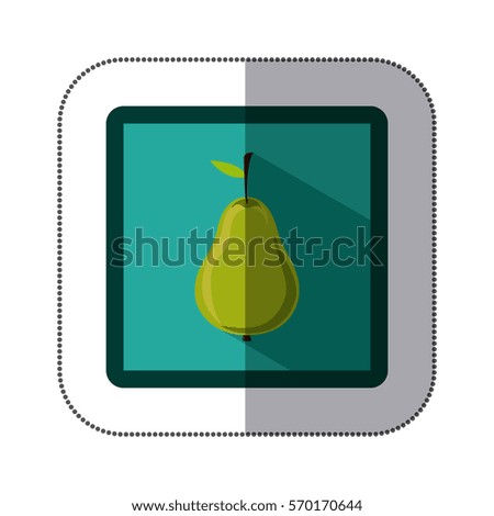sticker colorful square with pear fruit