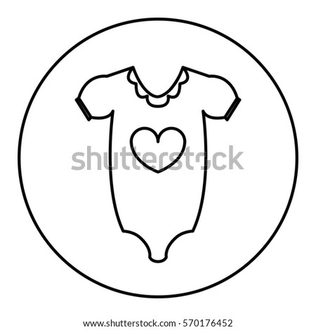 monochrome contour with baby pijama in round frame