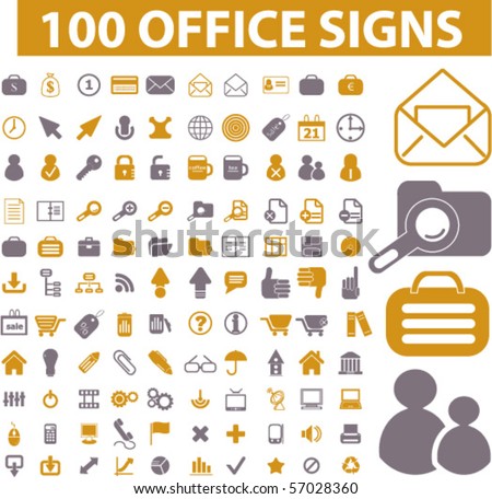 100 office signs. vector