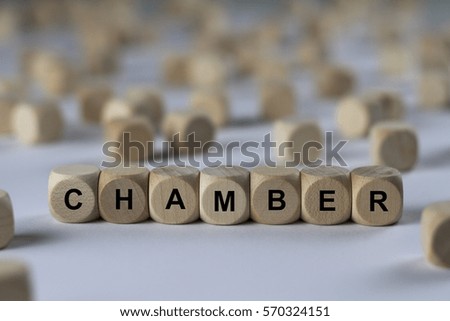 chamber - cube with letters, sign with wooden cubes
