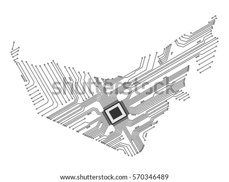 United Arab Emirates vector map, abstract background. Royalty-Free Stock Photo #570346489