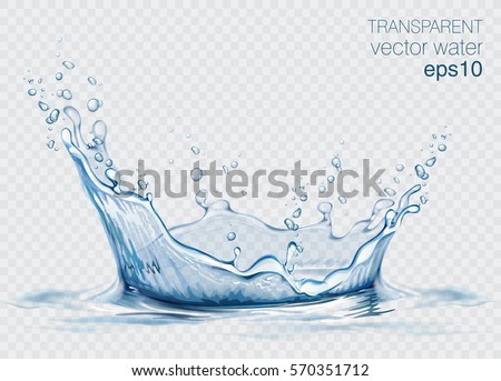 Transparent vector water splash and wave on light background Royalty-Free Stock Photo #570351712