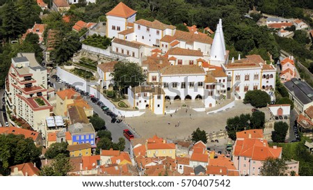 Landscape over the village of sintra Royalty-Free Stock Photo #570407542