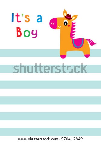 it is a boy announcement card with horse