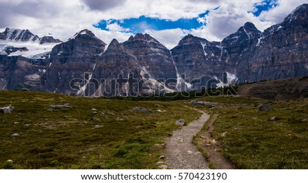 Valley of the 10 Peaks - Hiking to Sentinel Pass - Banff National Park Royalty-Free Stock Photo #570423190